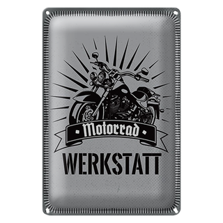 Blechschild Hinweis 20x30cm Motorrad Werkstatt blaues