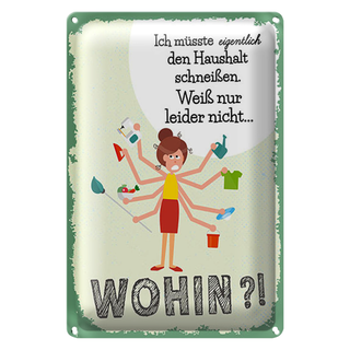 Blechschild Spruch 20x30cm ich müsste eigentlich den Haushalt schmeißen