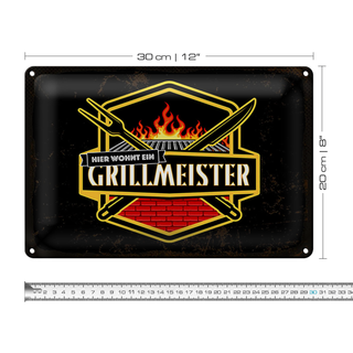 Blechschild Spruch 30x20cm Hier wohnt ein Grillmeister