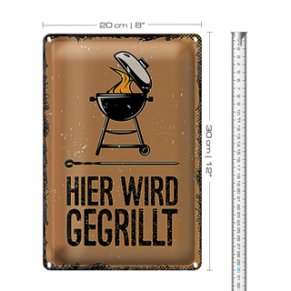 Blechschild Spruch 20x30cm Hier wird gegrillt Kugelgrill