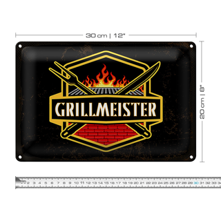 Blechschild Spruch 30x20cm Grillmeister