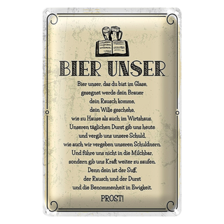 Blechschild 20x30cm Bier Unser Gebet