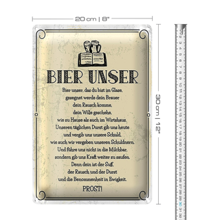 Blechschild 20x30cm Bier Unser Gebet