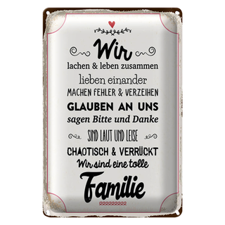 Blechschild Spruch 20x30cm Wir lachen und leben zusammen