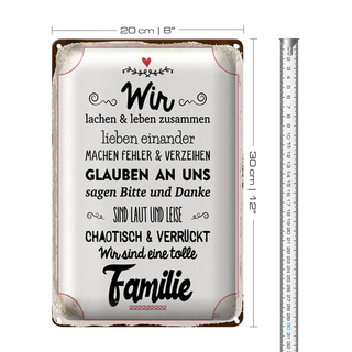 Blechschild Spruch 20x30cm Wir lachen und leben zusammen
