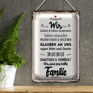 Blechschild Spruch 20x30cm Wir lachen und leben zusammen