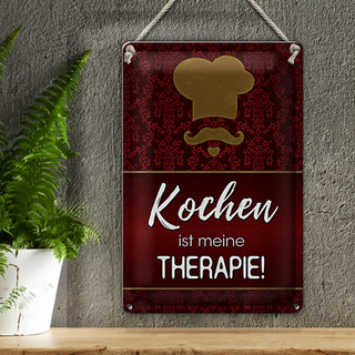 Blechschild Spruch 20x30cm Kochen ist meine Therapie