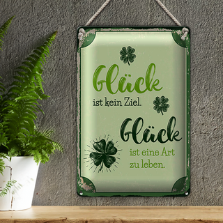 Blechschild Spruch 20x30cm Glück ist eine Art zu leben