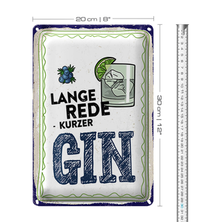 Blechschild 20x30cm Lange Rede kurzer GIN