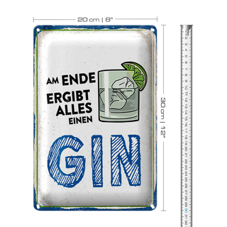 Blechschild 20x30cm Am Ende ergibt alles einen GIN