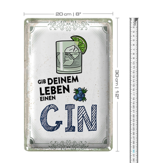 Blechschild 20x30cm Gib deinem Leben einen GIN