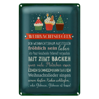 Blechschild Spruch 20x30cm Weihnachtsregeln