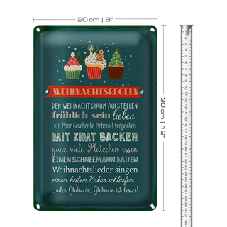 Blechschild Spruch 20x30cm Weihnachtsregeln