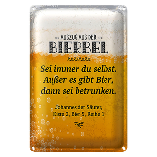 Blechschild 20x30cm Auszug aus der Bierbel