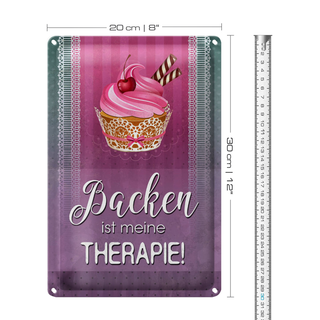 Blechschild Spruch 20x30cm Backen ist meine Therapie