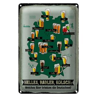 Blechschild 20x30cm Welches Bier trinken die Deutschen Karte