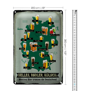 Blechschild 20x30cm Welches Bier trinken die Deutschen Karte