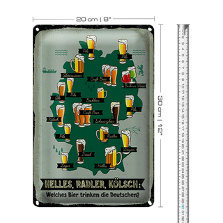 Blechschild 20x30cm Welches Bier trinken die Deutschen Karte