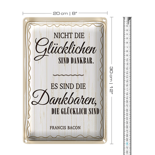 Blechschild Zitat 20x30cm Es sind die Dankbaren, die glücklich sind