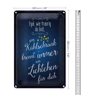 Blechschild Spruch 20x30cm Im Kühlschrank brennt immer Licht für dich