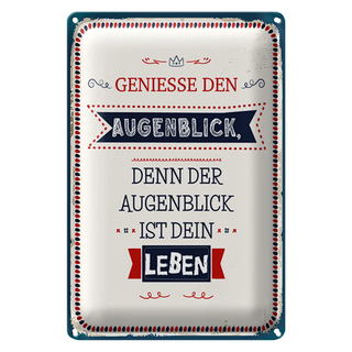 Blechschild Spruch 20x30cm denn der Augenblick ist dein Leben