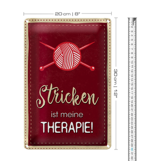 Blechschild Spruch 20x30cm Stricken ist meine Therapie