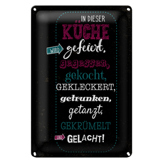 Blechschild Spruch 20x30cm In dieser Küche wird Aufzählung
