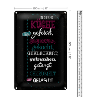 Blechschild Spruch 20x30cm In dieser Küche wird Aufzählung