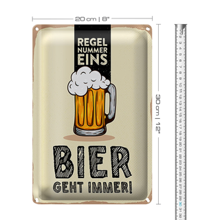 Blechschild 20x30cm Regel Nummer eins Bier geht immer