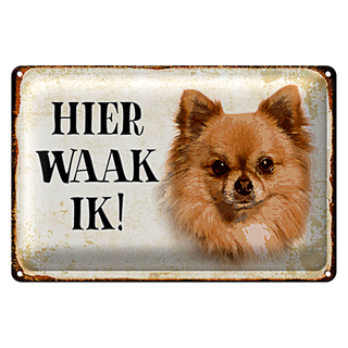 Blechschild Spruch 30x20cm holländisch Hier Waak ik Chihuahua