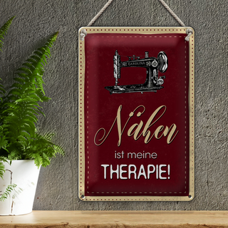 Blechschild Spruch 20x30cm Nähen ist meine Therapie