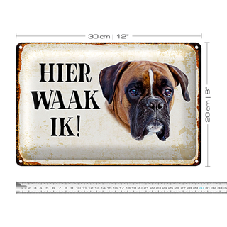 Blechschild Spruch 30x20cm holländisch Hier Waak ik Boxer