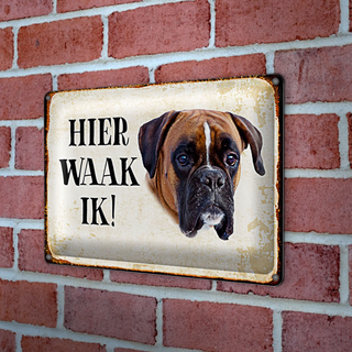 Blechschild Spruch 30x20cm holländisch Hier Waak ik Boxer
