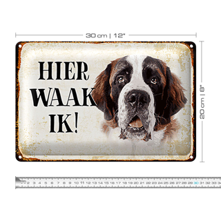 Blechschild Spruch 30x20cm holländisch Hier Waak ik Bernhardiner