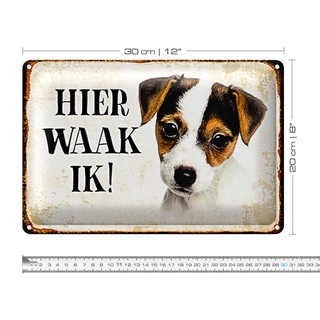 Blechschild Spruch 30x20cm holländisch Hier Waak ik Jack Russell Terrier Puppy