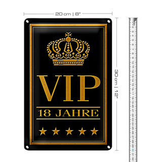 Blechschild Hinweis 20x30cm VIP 18 Jahre