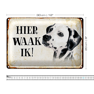Blechschild Spruch 30x20cm holländisch Hier Waak ik Dalmatiner
