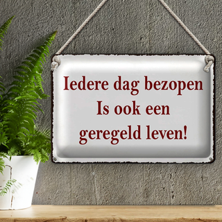 Blechschild Spruch 30x20cm ledere dag bezopen is ook een geregeld leven