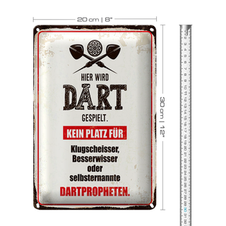 Blechschild Spruch 20x30cm Hier wird Dart gespielt kein Platz für