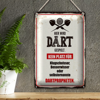 Blechschild Spruch 20x30cm Hier wird Dart gespielt kein Platz für