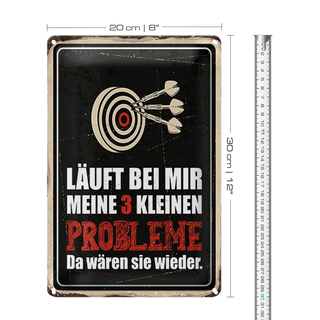 Blechschild Spruch 20x30cm Dart Meine 3 kleinen Probleme Da wären sie