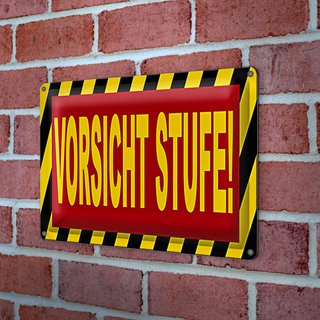 Blechschild Hinweis 30x20cm Vorsicht Stufe