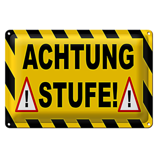 Blechschild Hinweis 30x20cm Achtung Stufe Ausrufezeichen