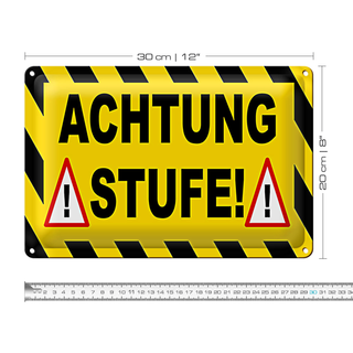 Blechschild Hinweis 30x20cm Achtung Stufe Ausrufezeichen
