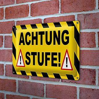 Blechschild Hinweis 30x20cm Achtung Stufe Ausrufezeichen