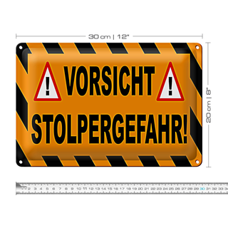 Blechschild Hinweis 30x20cm Vorsicht Stolpergefahr Ausrufezeichen