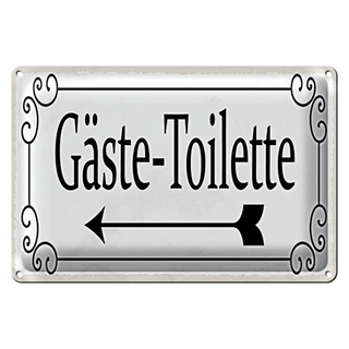 Blechschild Hinweis 30x20cm Gäste-Toilette links Pfeil