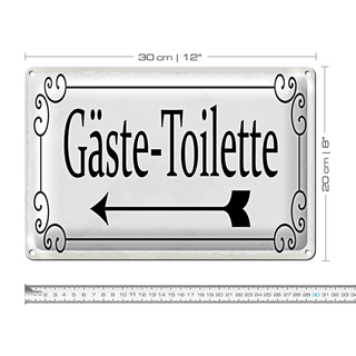 Blechschild Hinweis 30x20cm Gäste-Toilette links Pfeil