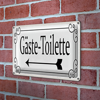 Blechschild Hinweis 30x20cm Gäste-Toilette links Pfeil