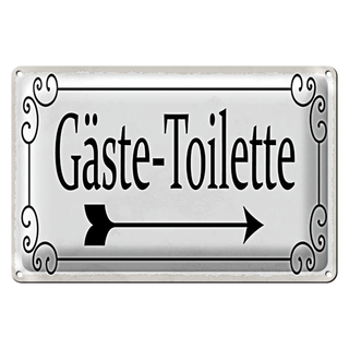 Blechschild Hinweis 30x20cm Gäste-Toilette rechts Pfeil